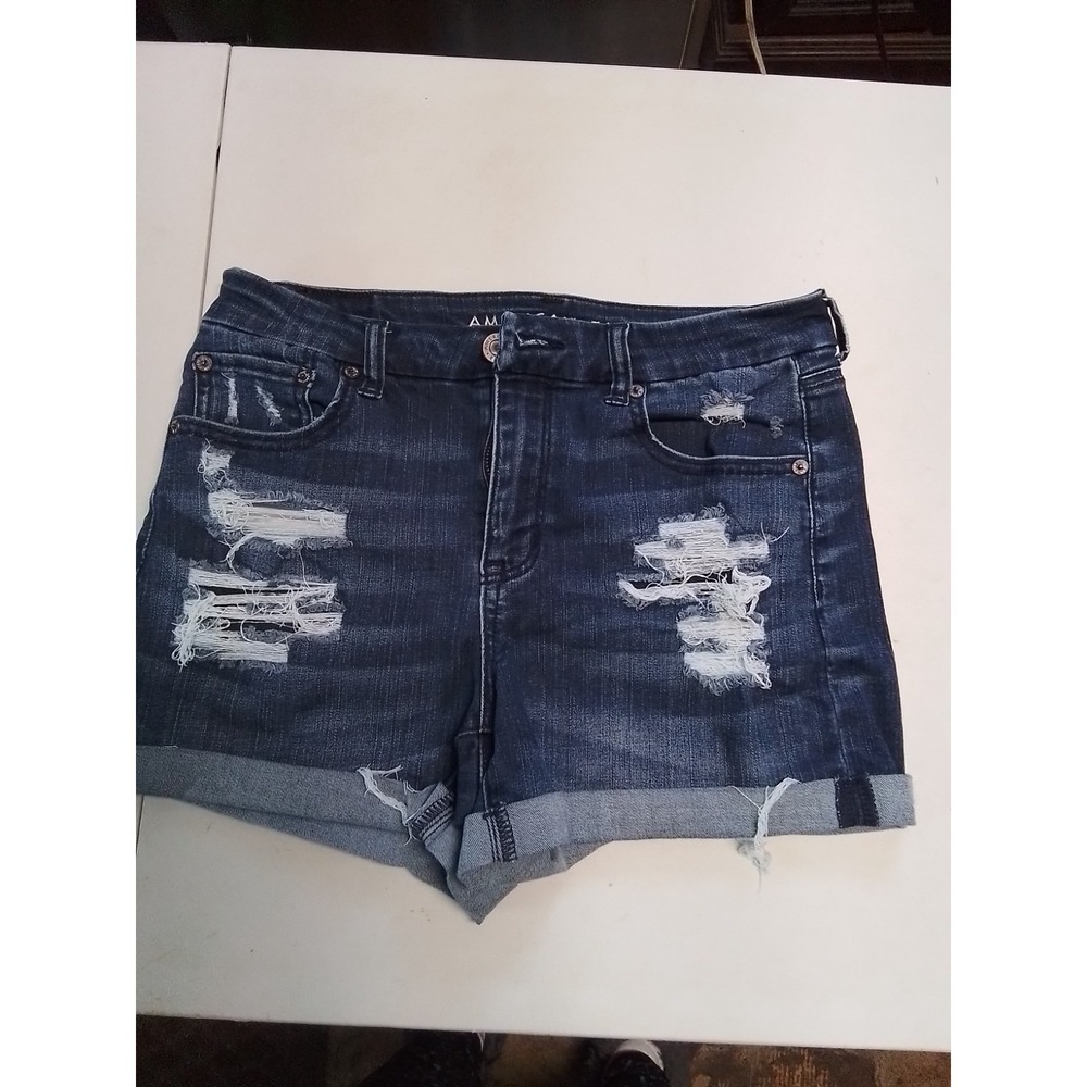 Jean Shorts-American Eagle-Curvy‎ Midi-Distressed-Size 6